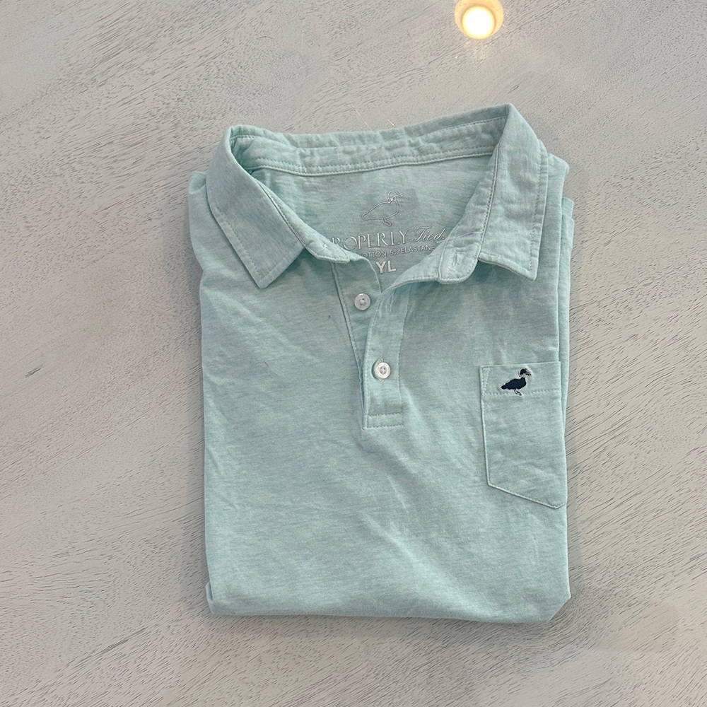 Kids Short-Sleeve Polo in Mint Green with Pocket